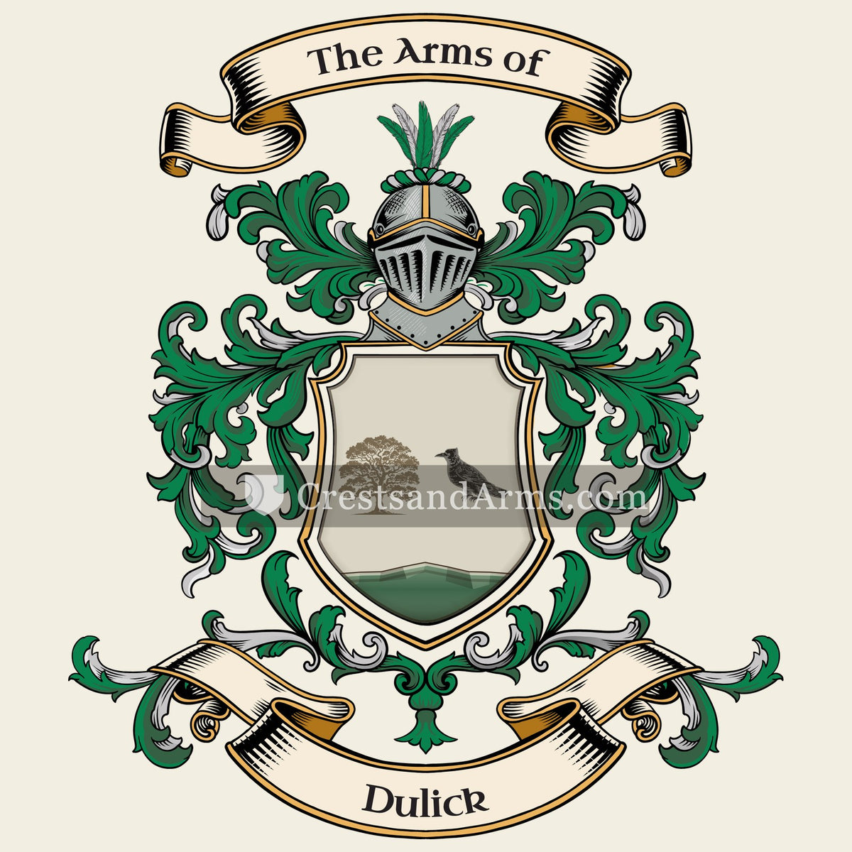 The Dulick coat of arms, drawn from the recorded blazon