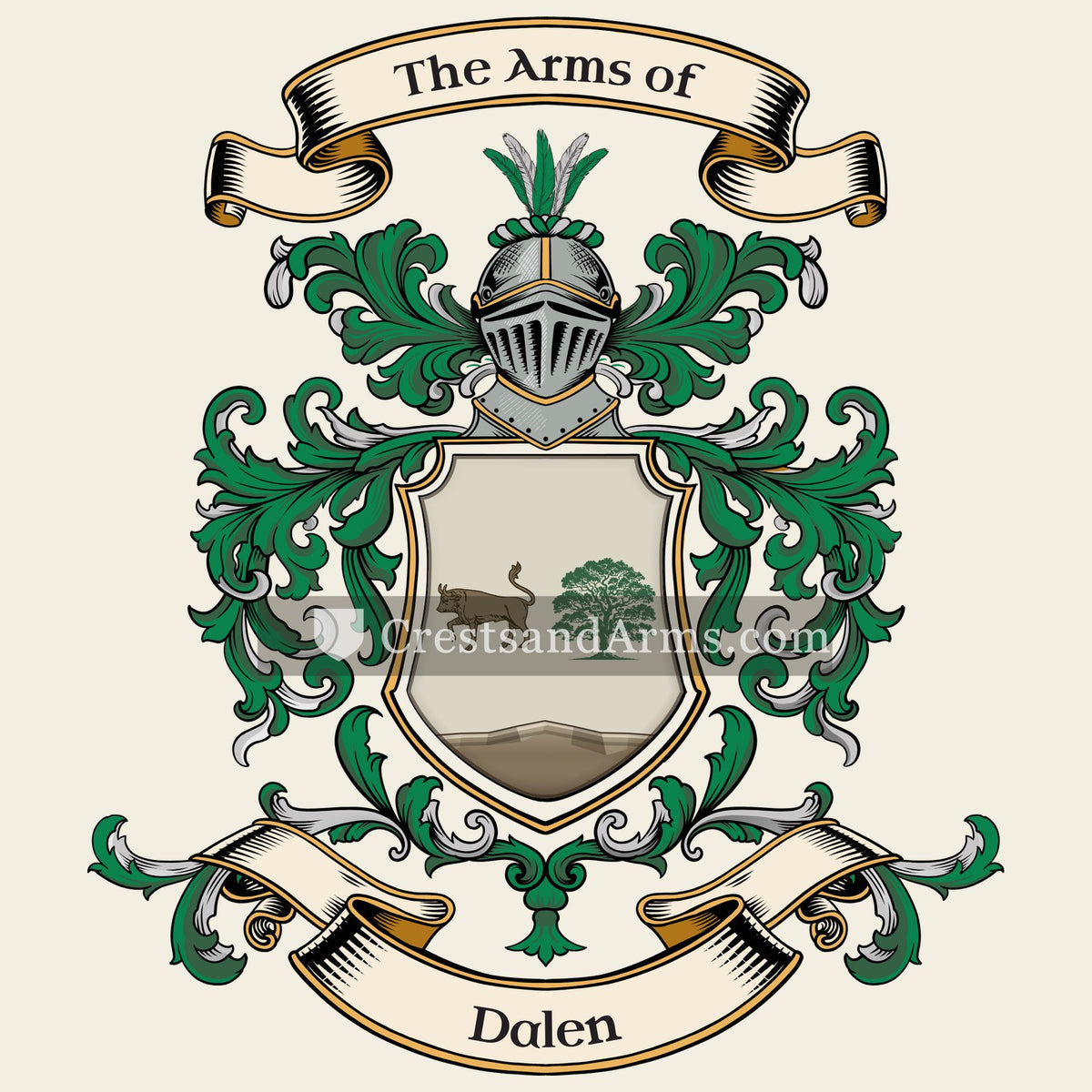 The Dalen coat of arms, drawn from the recorded blazon
