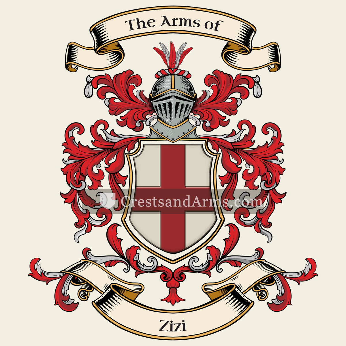 The Zizi coat of arms, drawn from the recorded blazon