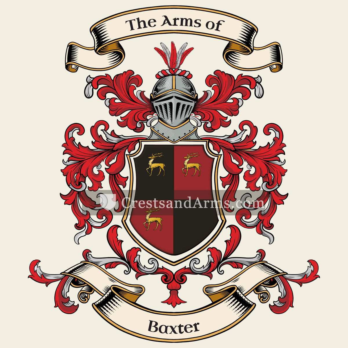 The Baxter coat of arms, drawn from the recorded blazon
