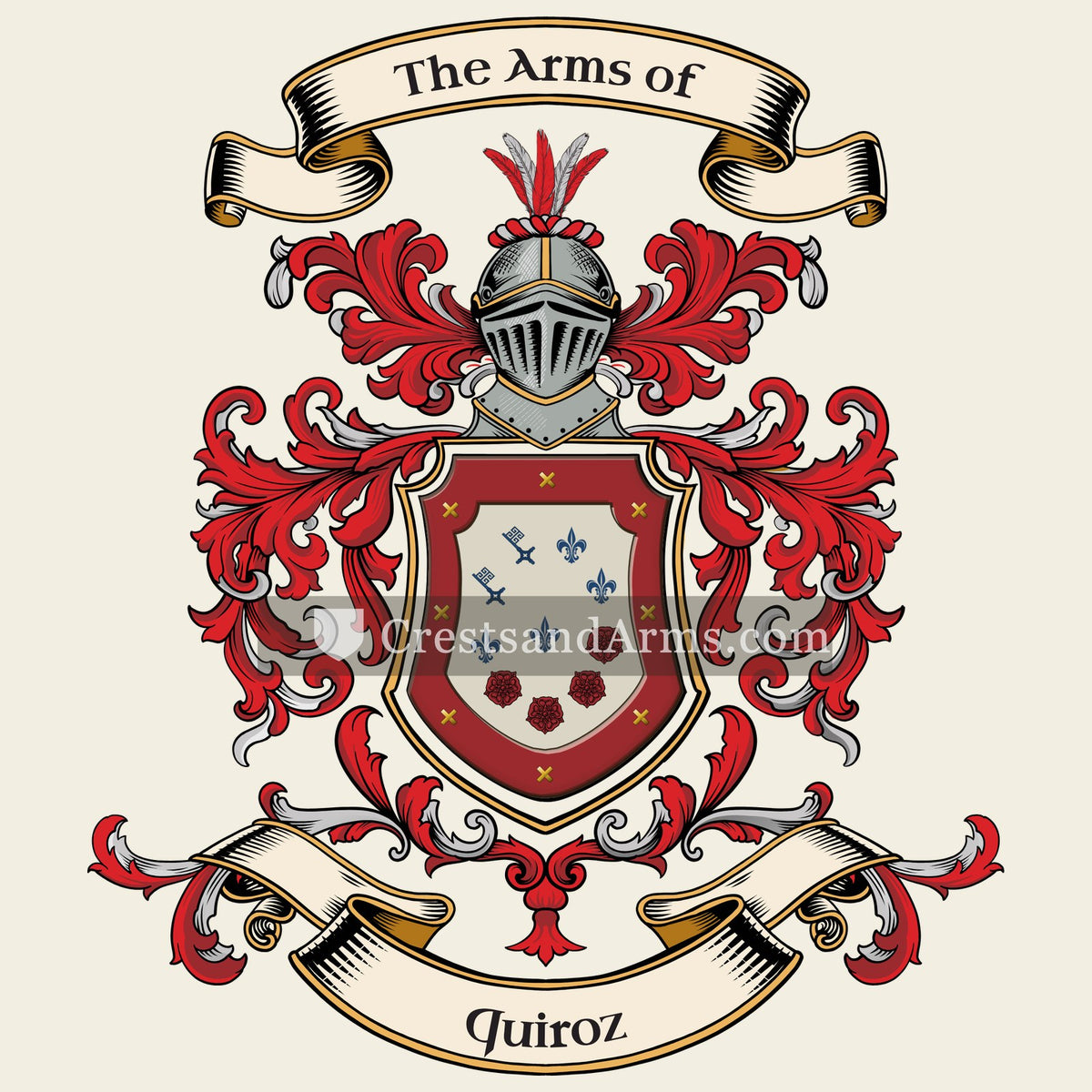 The Quiroz coat of arms, drawn from the recorded blazon