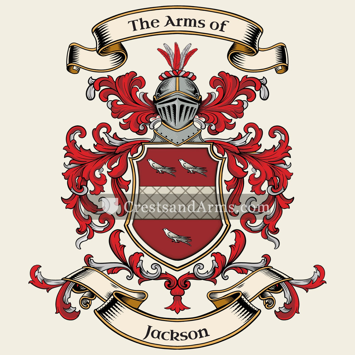 The Jackson coat of arms, drawn from the recorded blazon