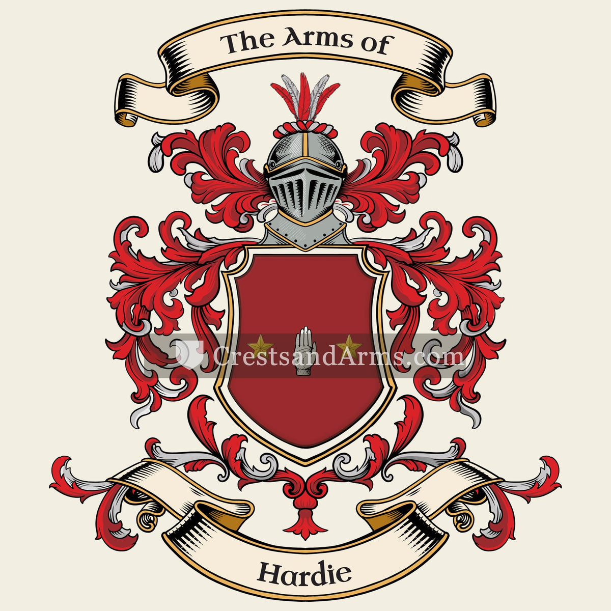 The Hardie coat of arms, drawn from the recorded blazon