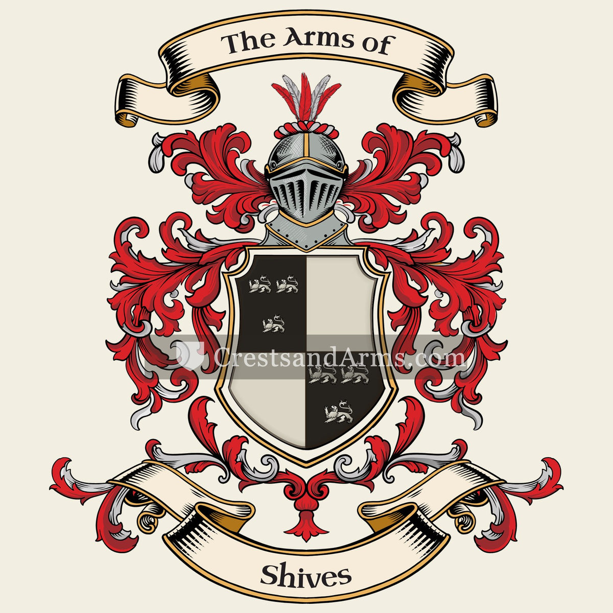 The Shives coat of arms, drawn from the recorded blazon