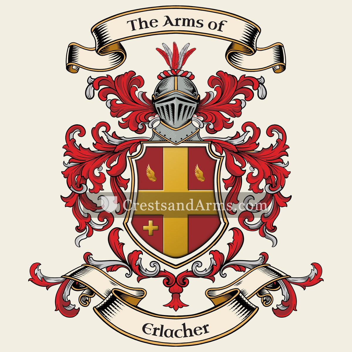 The Erlacher coat of arms, drawn from the recorded blazon