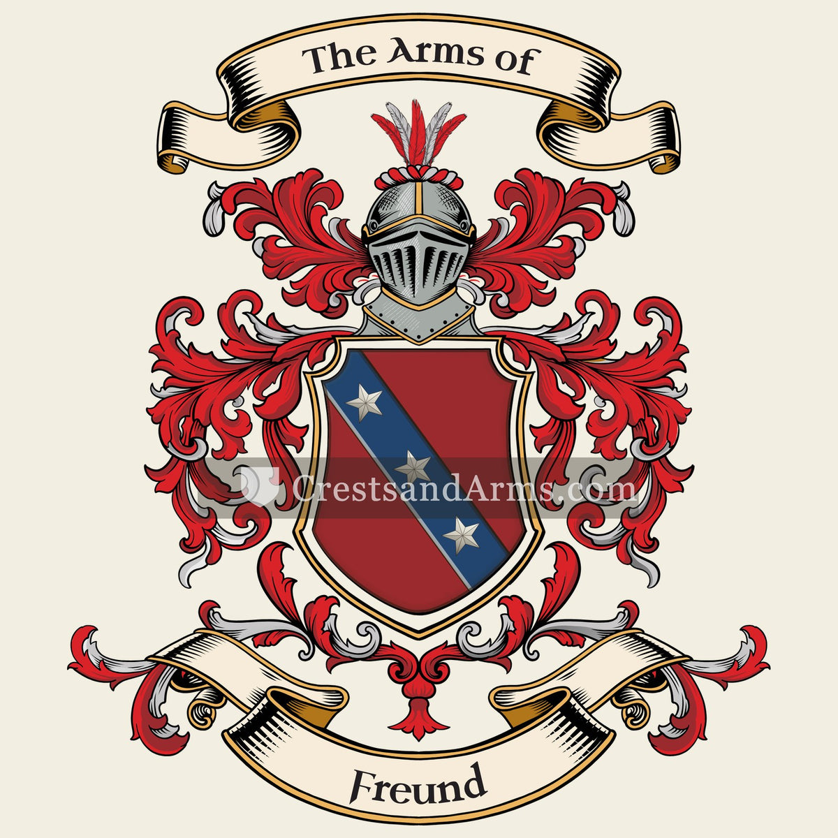The Freund coat of arms, drawn from the recorded blazon