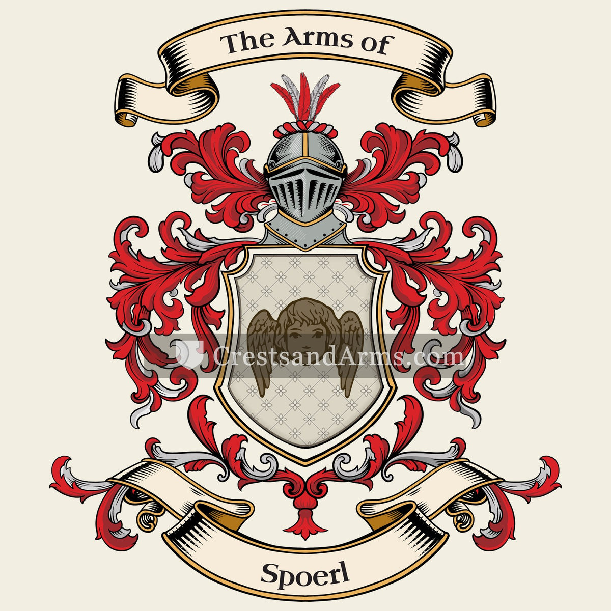 The Spoerl coat of arms, drawn from the recorded blazon