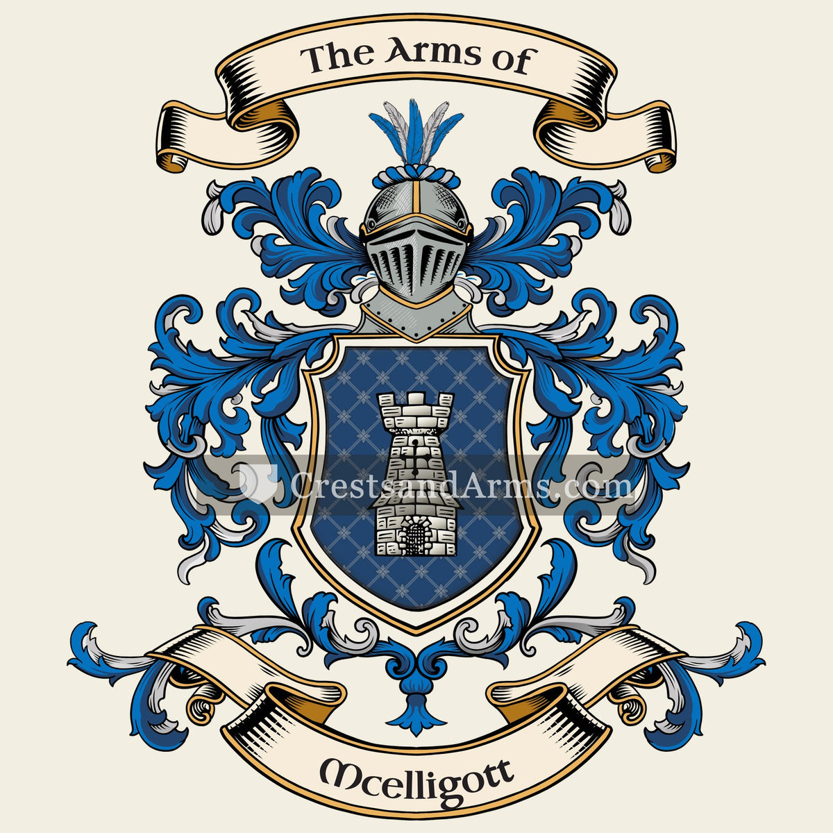 The Mcelligott coat of arms, drawn from the recorded blazon