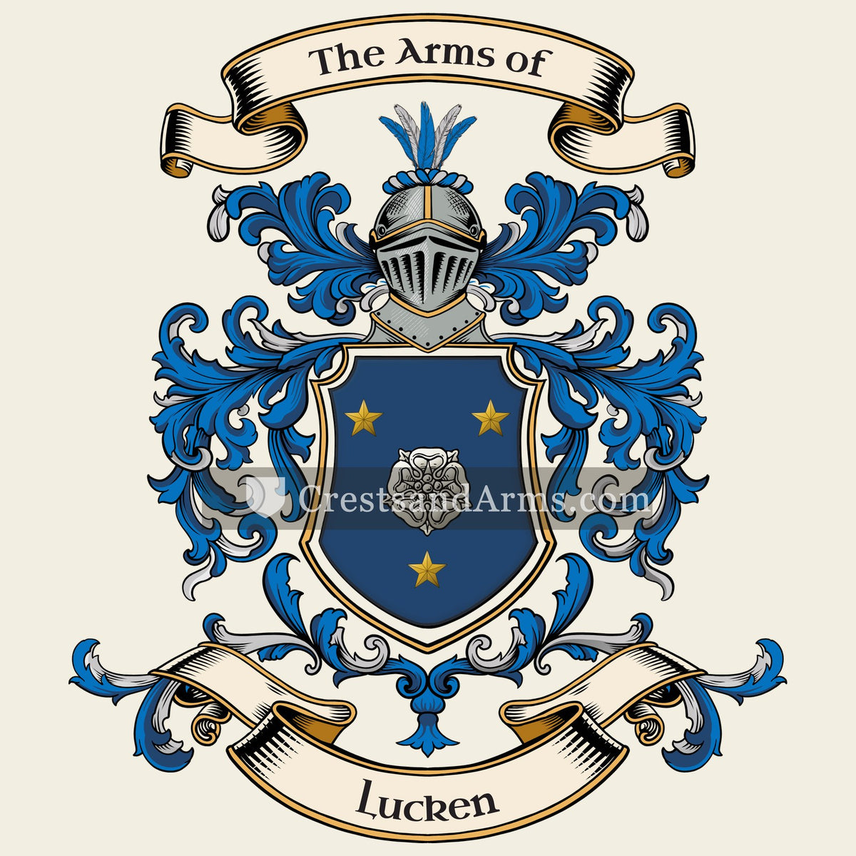 The Lucken coat of arms, drawn from the recorded blazon