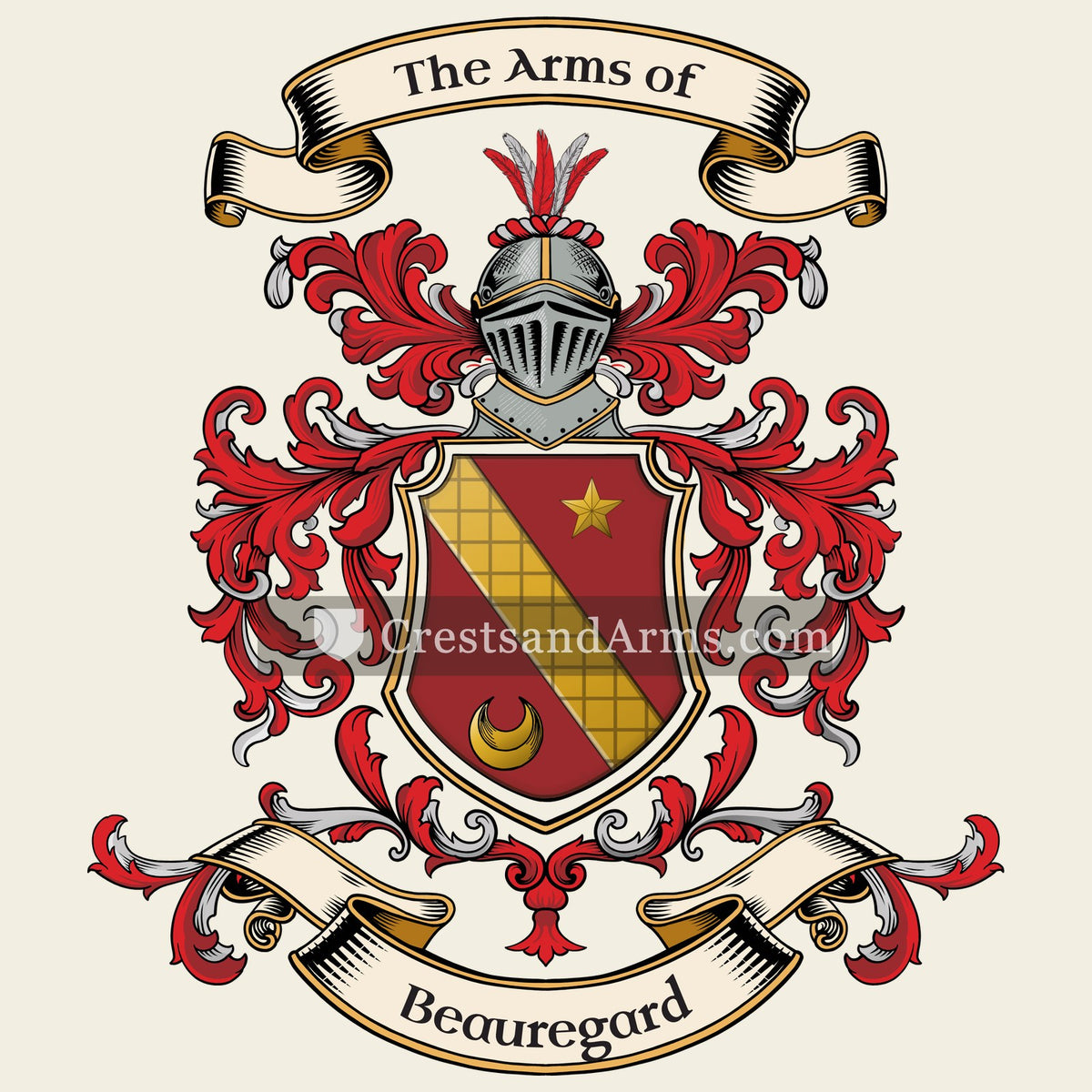 The Beauregard coat of arms, drawn from the recorded blazon