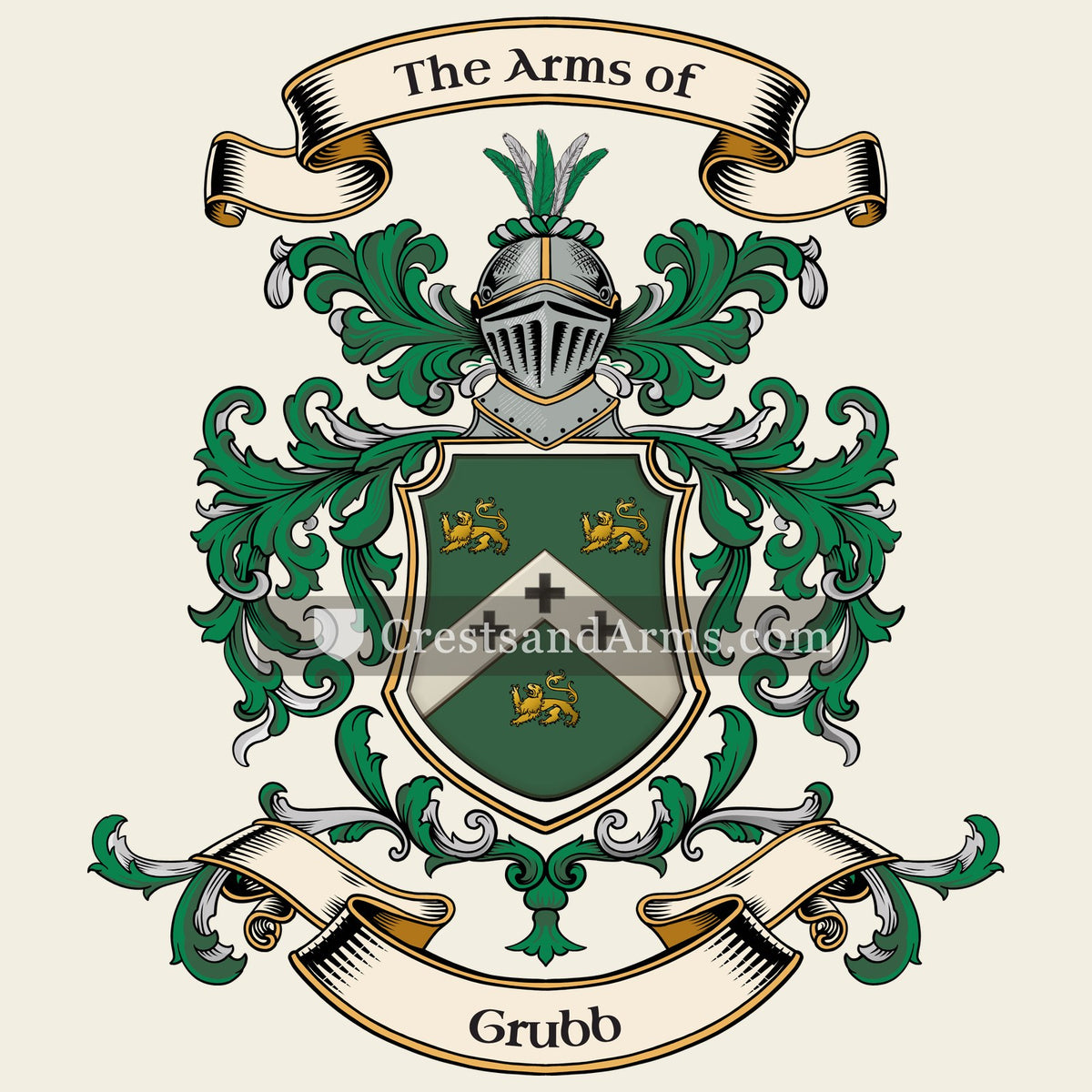 The Grubb coat of arms, drawn from the recorded blazon