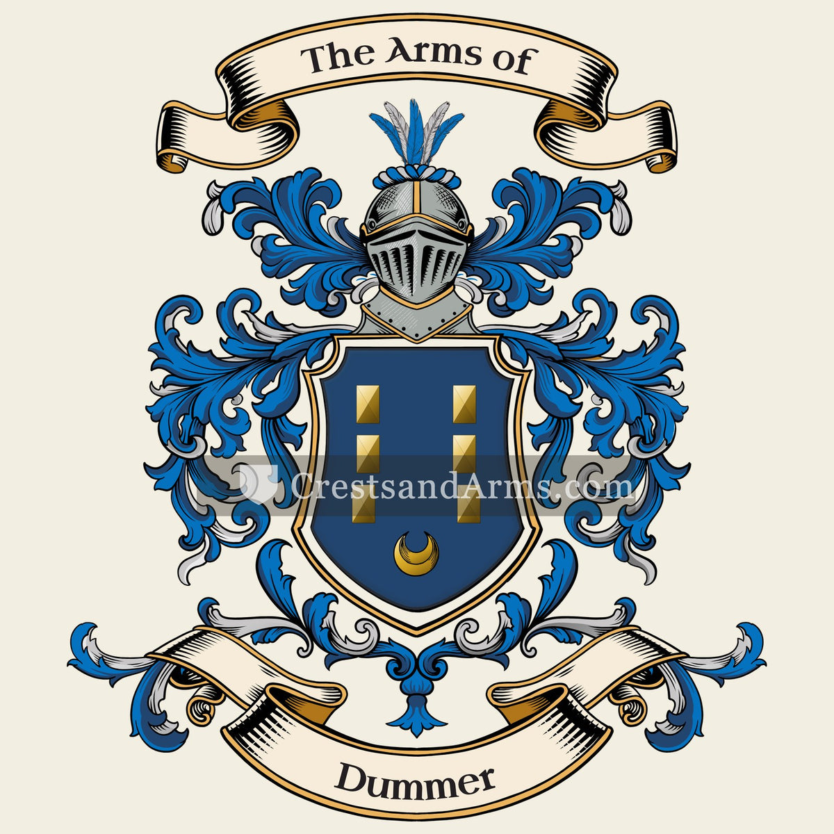 The Dummer coat of arms, drawn from the recorded blazon