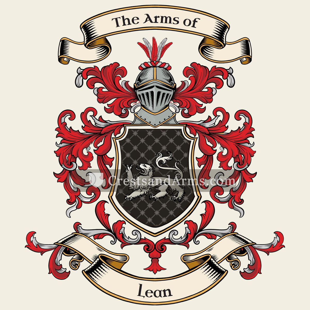 The Lean coat of arms, drawn from the recorded blazon