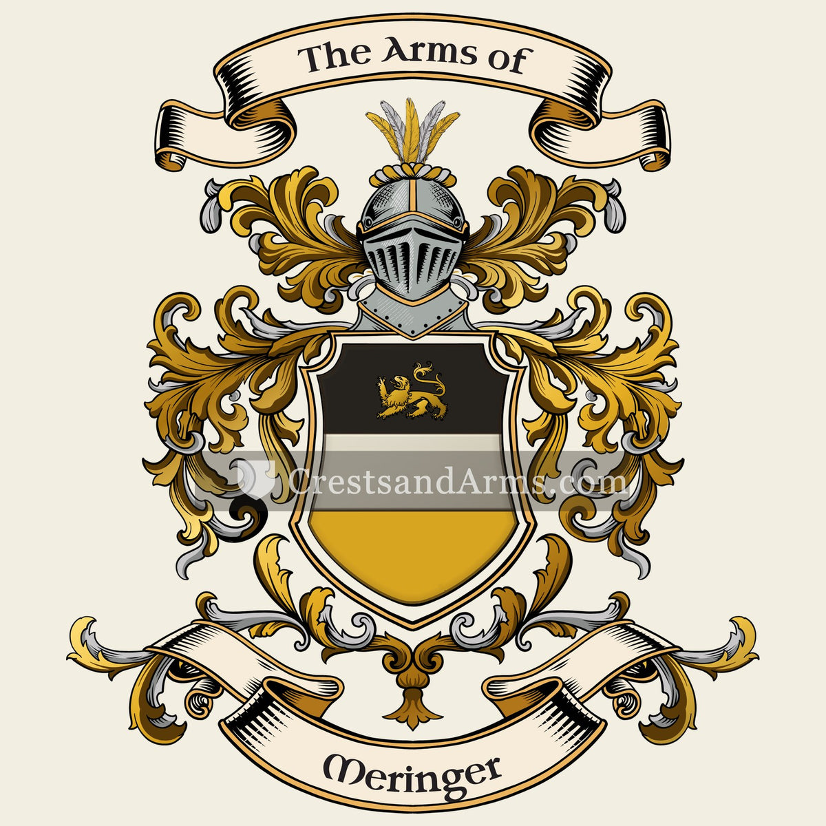 The Meringer coat of arms, drawn from the recorded blazon