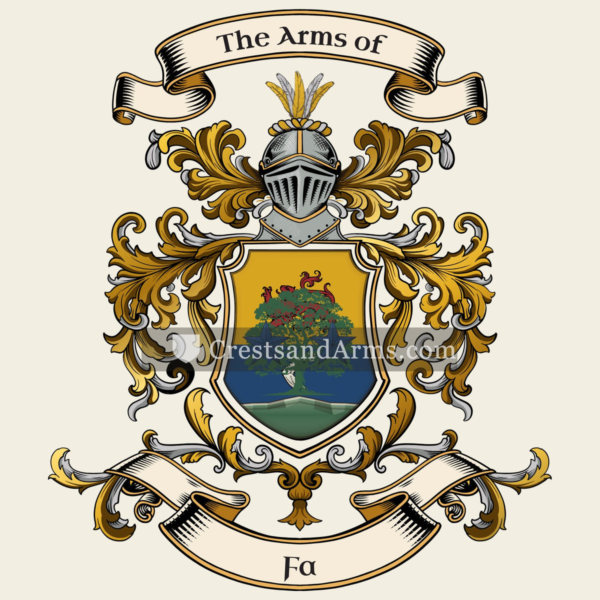 The Fa coat of arms, drawn from the recorded blazon