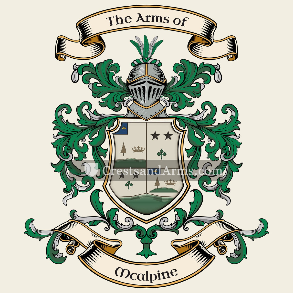 The Mcalpine coat of arms, drawn from the recorded blazon