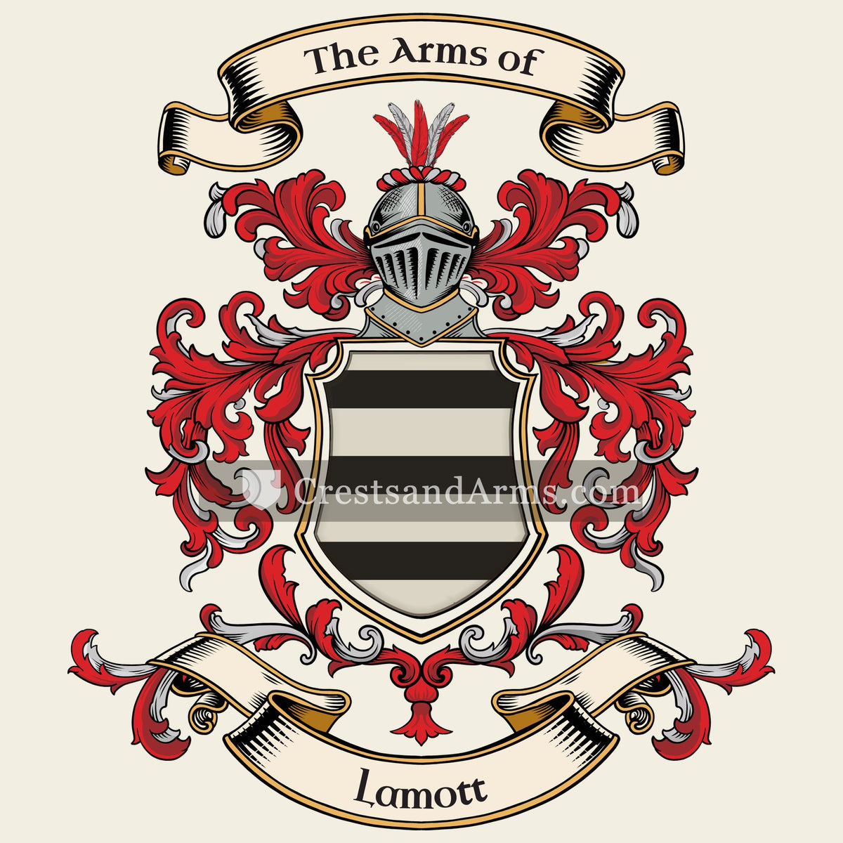 The Lamott coat of arms, drawn from the recorded blazon