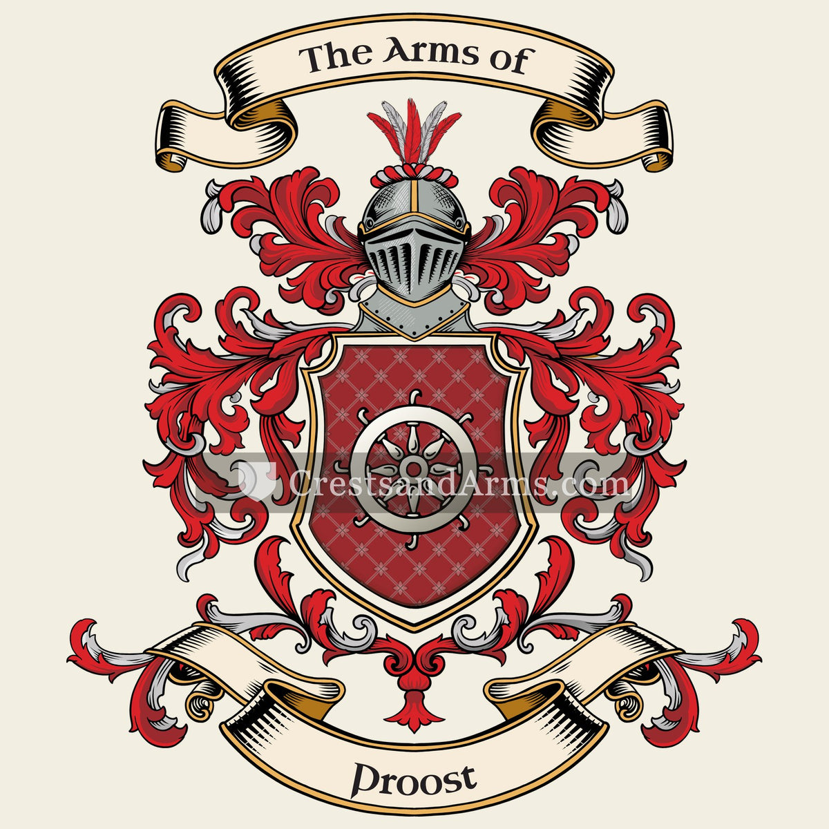 The Proost coat of arms, drawn from the recorded blazon