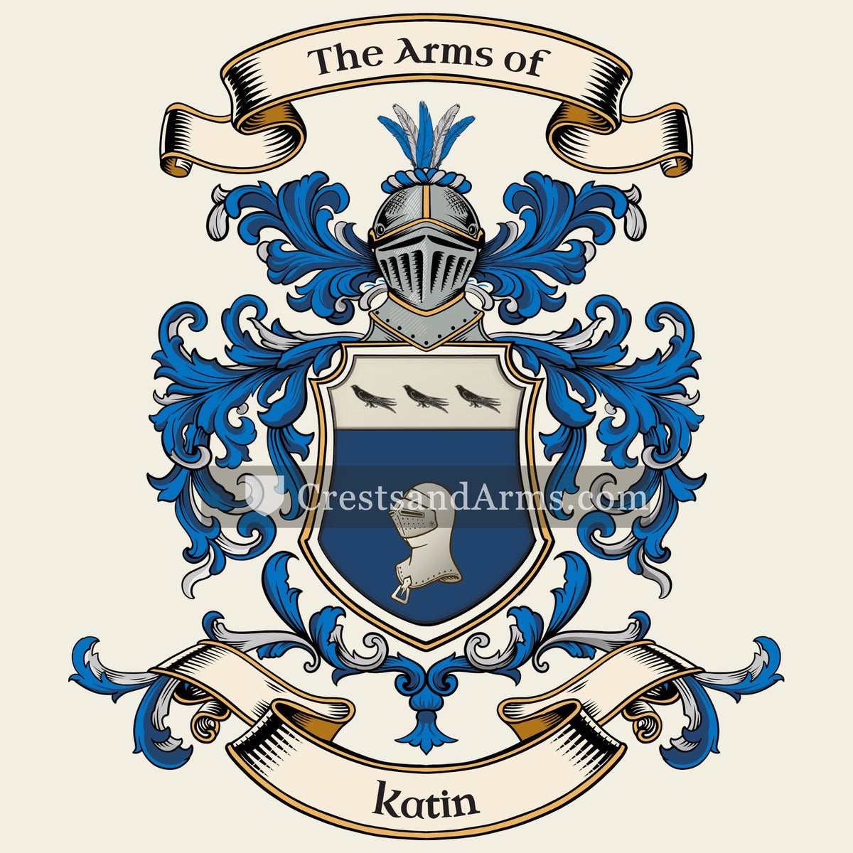 The Katin coat of arms, drawn from the recorded blazon