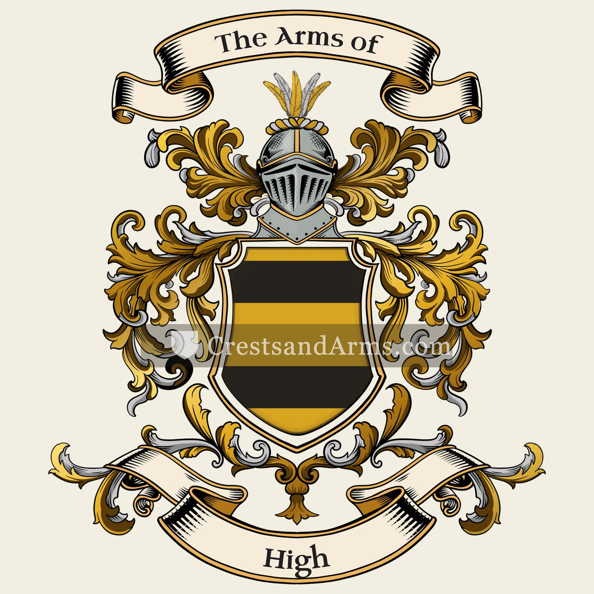 The High coat of arms, drawn from the recorded blazon