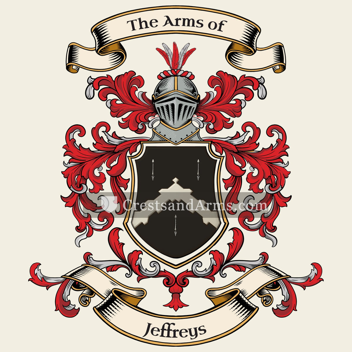 The Jeffreys coat of arms, drawn from the recorded blazon