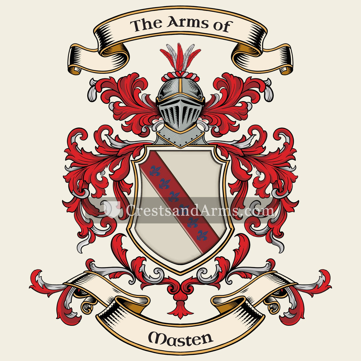 The Masten coat of arms, drawn from the recorded blazon