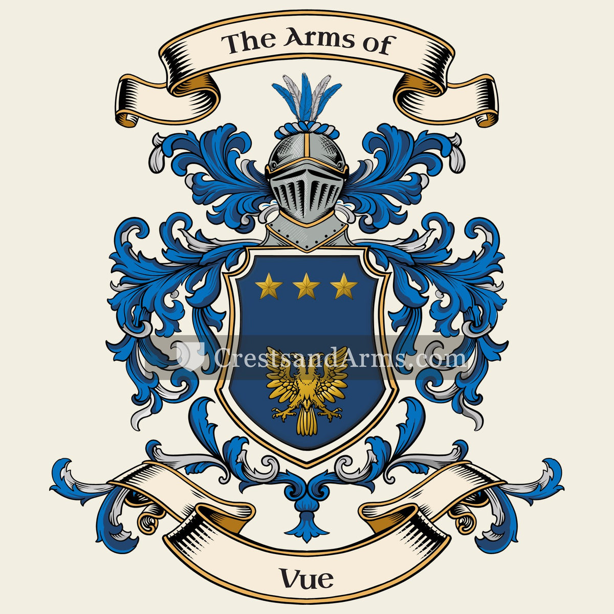 The Vue coat of arms, drawn from the recorded blazon