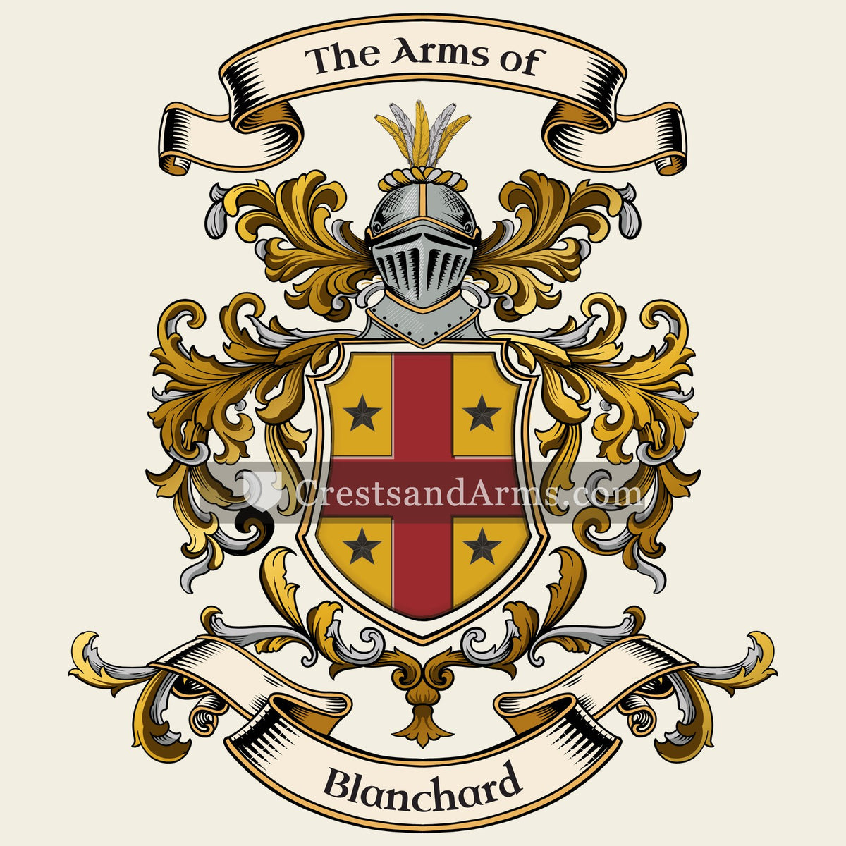 The Blanchard coat of arms, drawn from the recorded blazon
