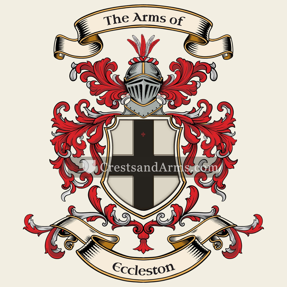 The Eccleston coat of arms, drawn from the recorded blazon
