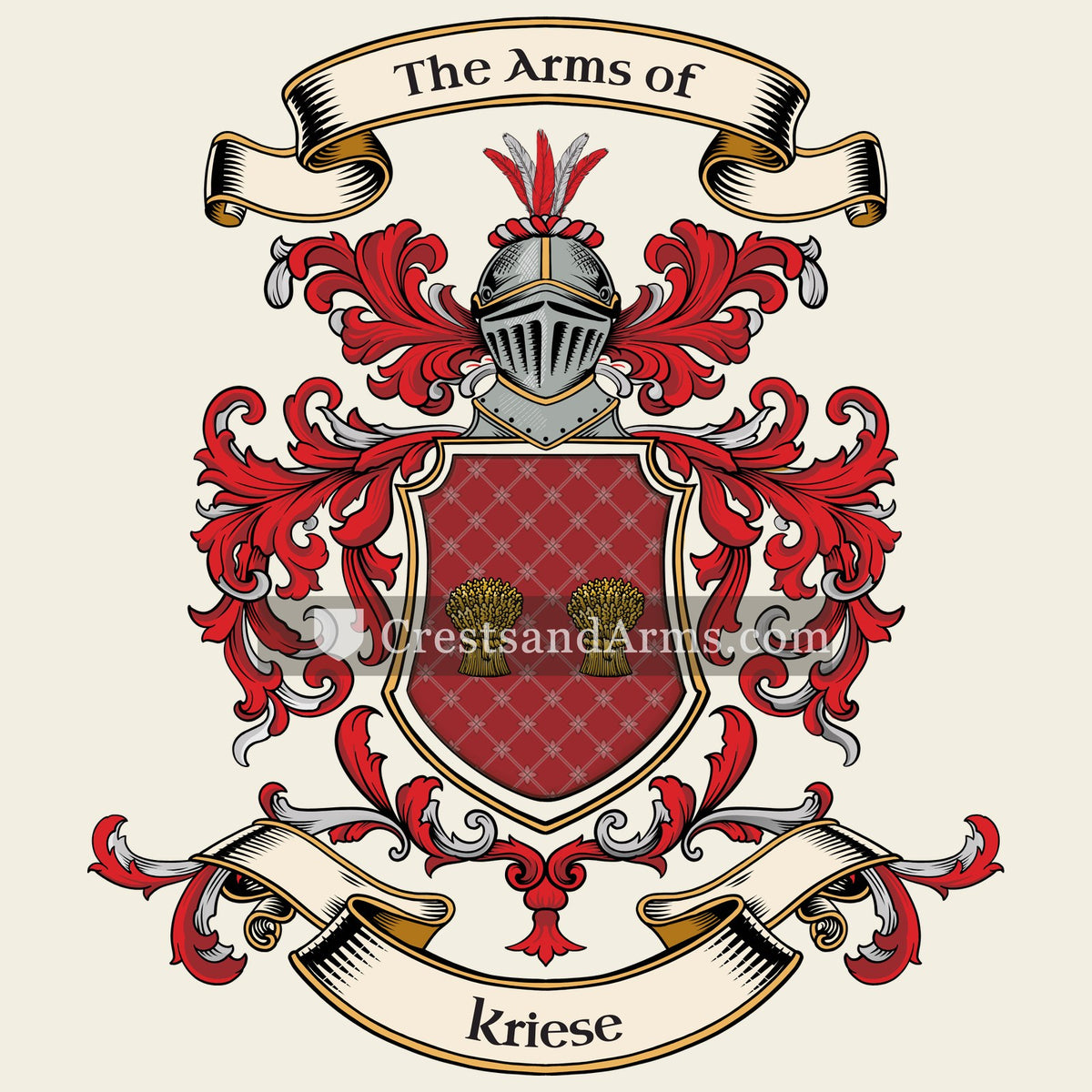 The Kriese coat of arms, drawn from the recorded blazon