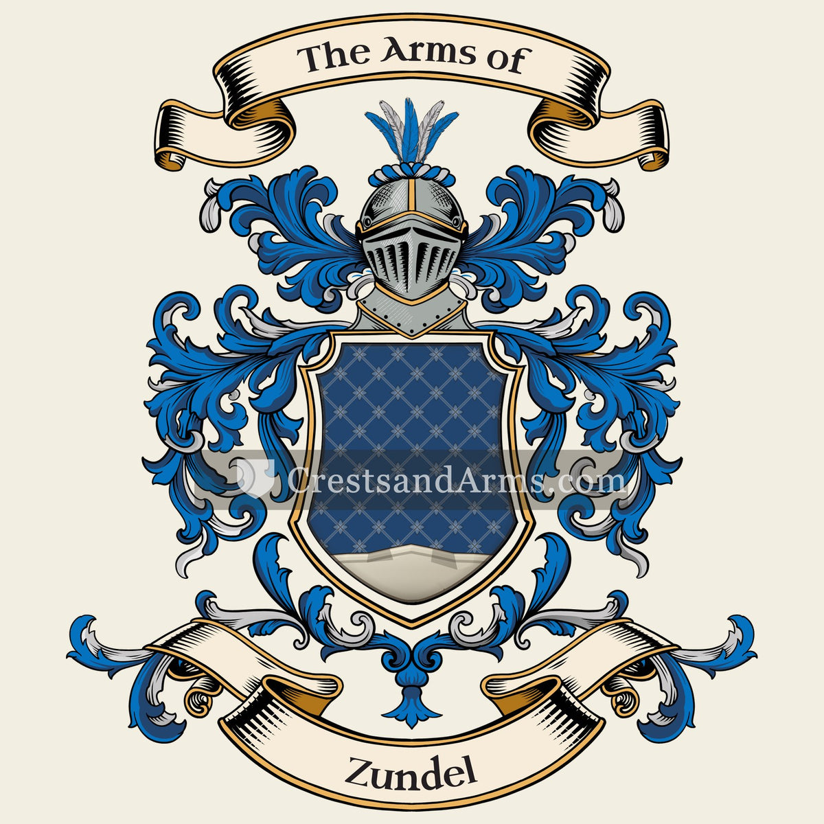 The Zundel coat of arms, drawn from the recorded blazon