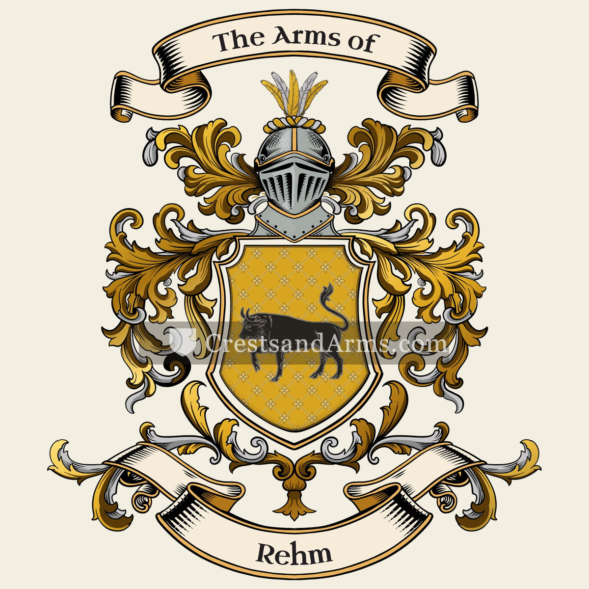 The Rehm coat of arms, drawn from the recorded blazon