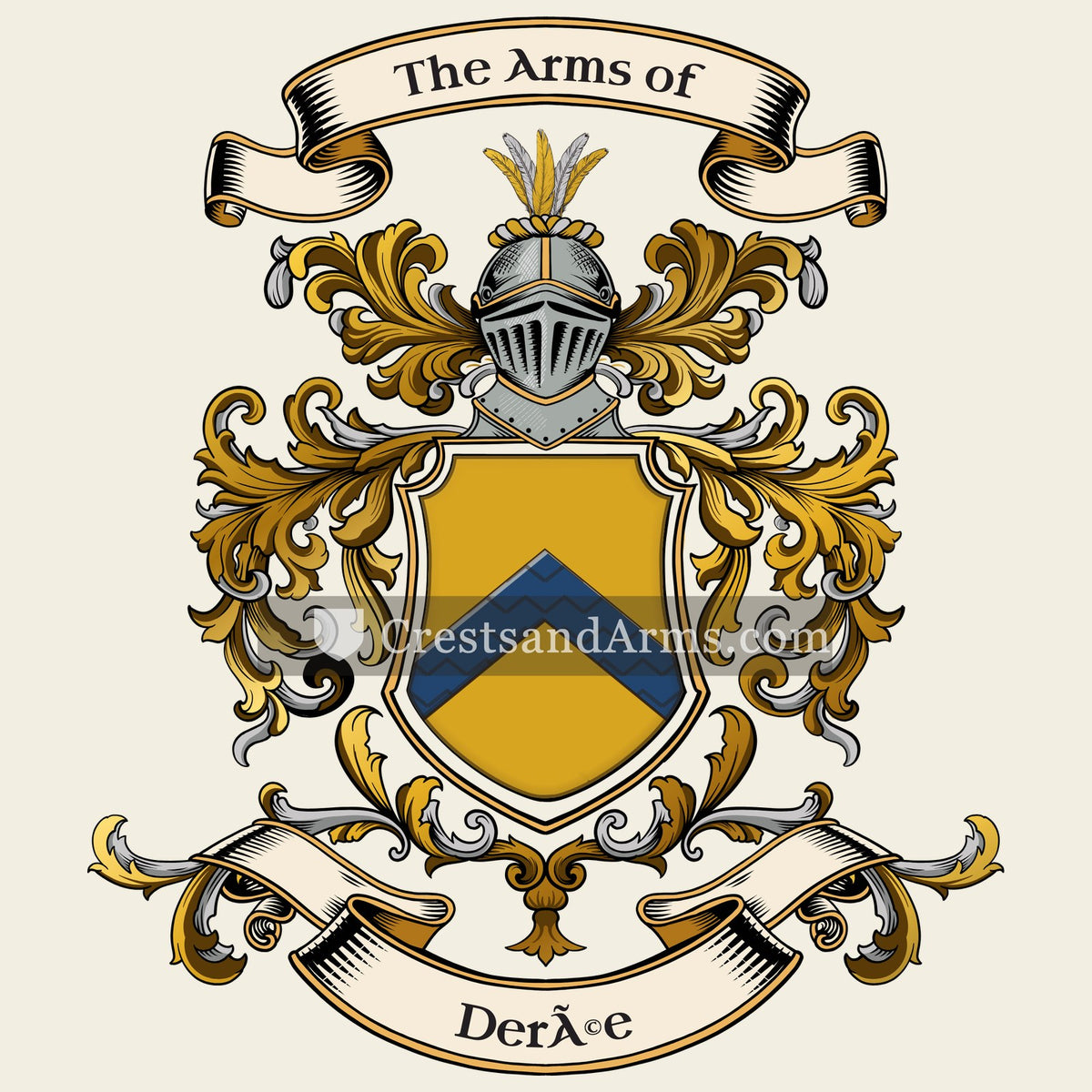 The Derée coat of arms, drawn from the recorded blazon