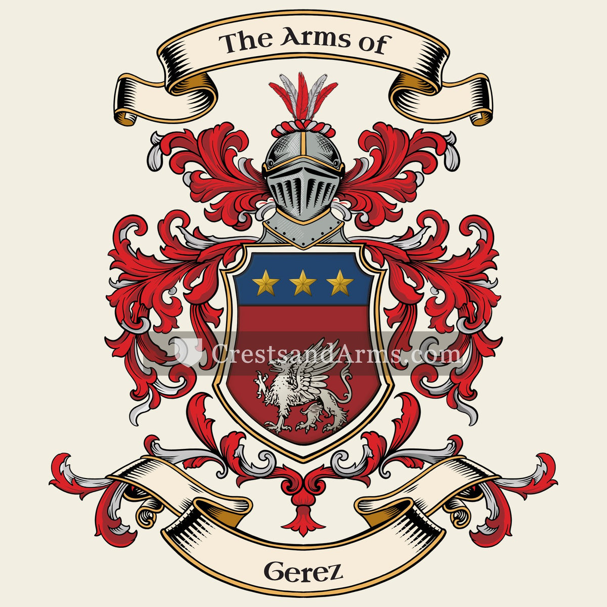 The Gerez coat of arms, drawn from the recorded blazon