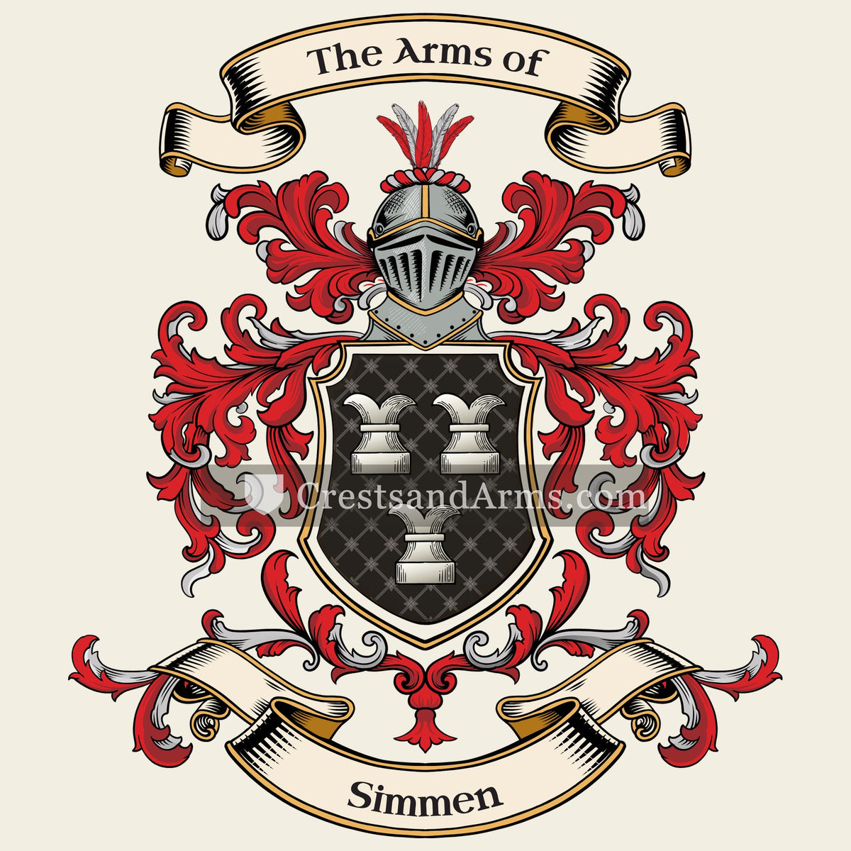 The Simmen coat of arms, drawn from the recorded blazon