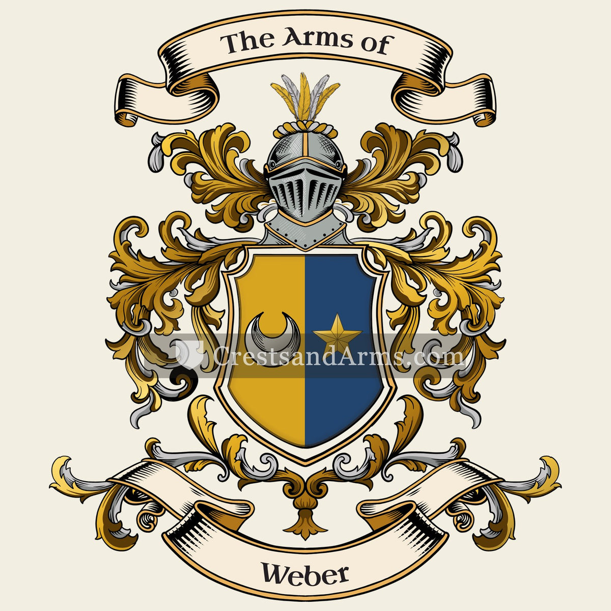 The Weber coat of arms, drawn from the recorded blazon