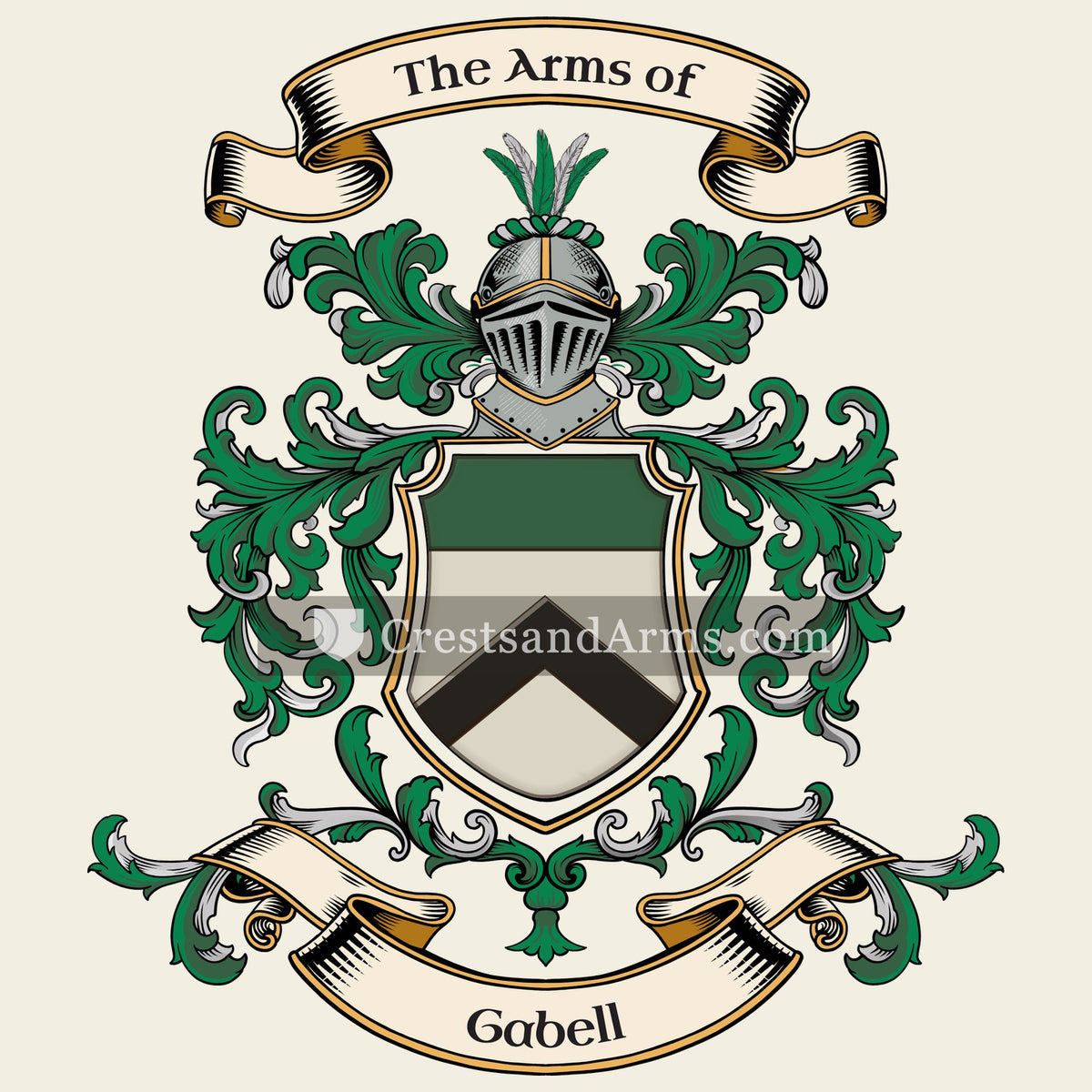 The Gabell coat of arms, drawn from the recorded blazon