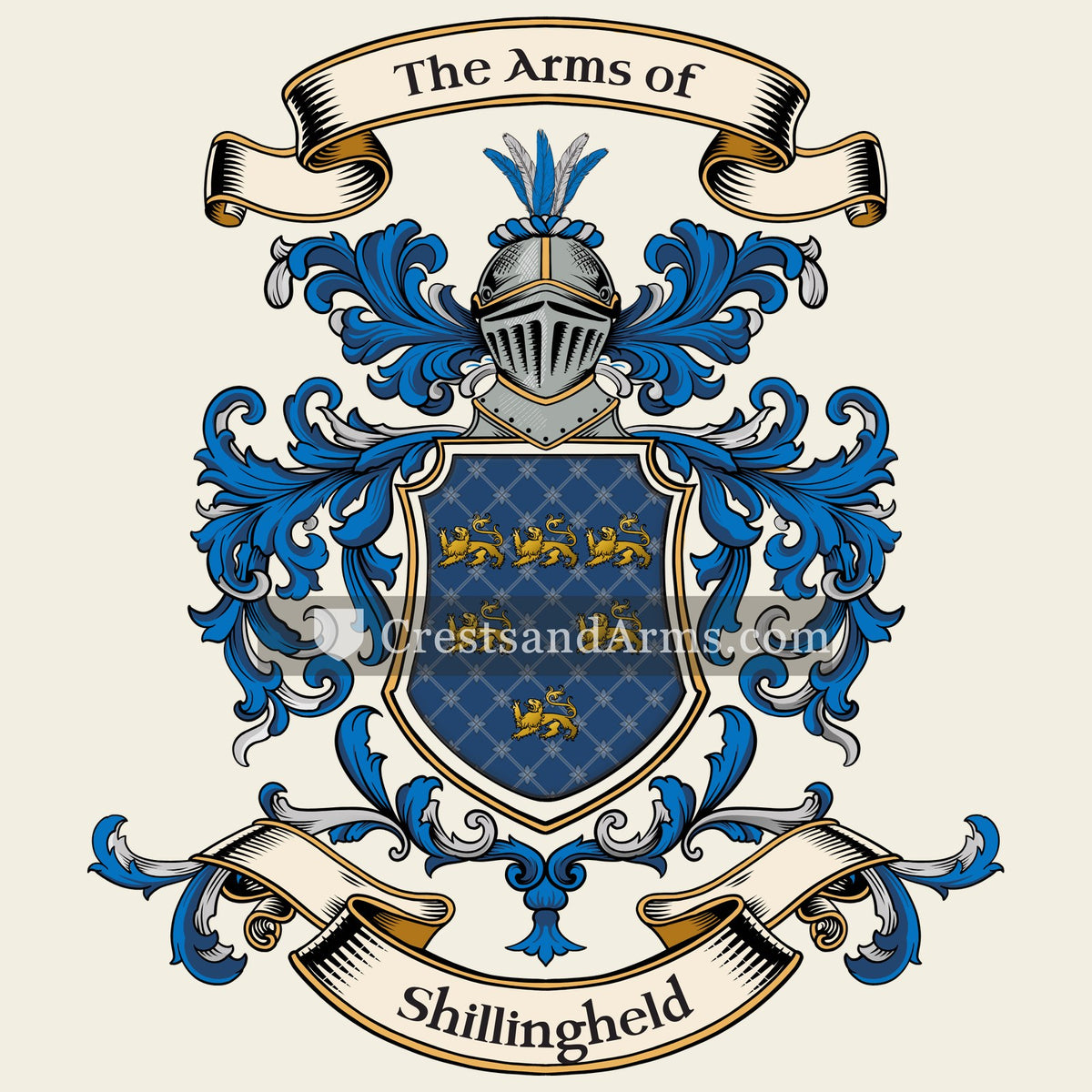 The Shillingheld coat of arms, drawn from the recorded blazon