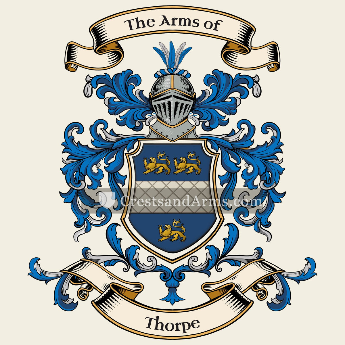 The Thorpe coat of arms, drawn from the recorded blazon