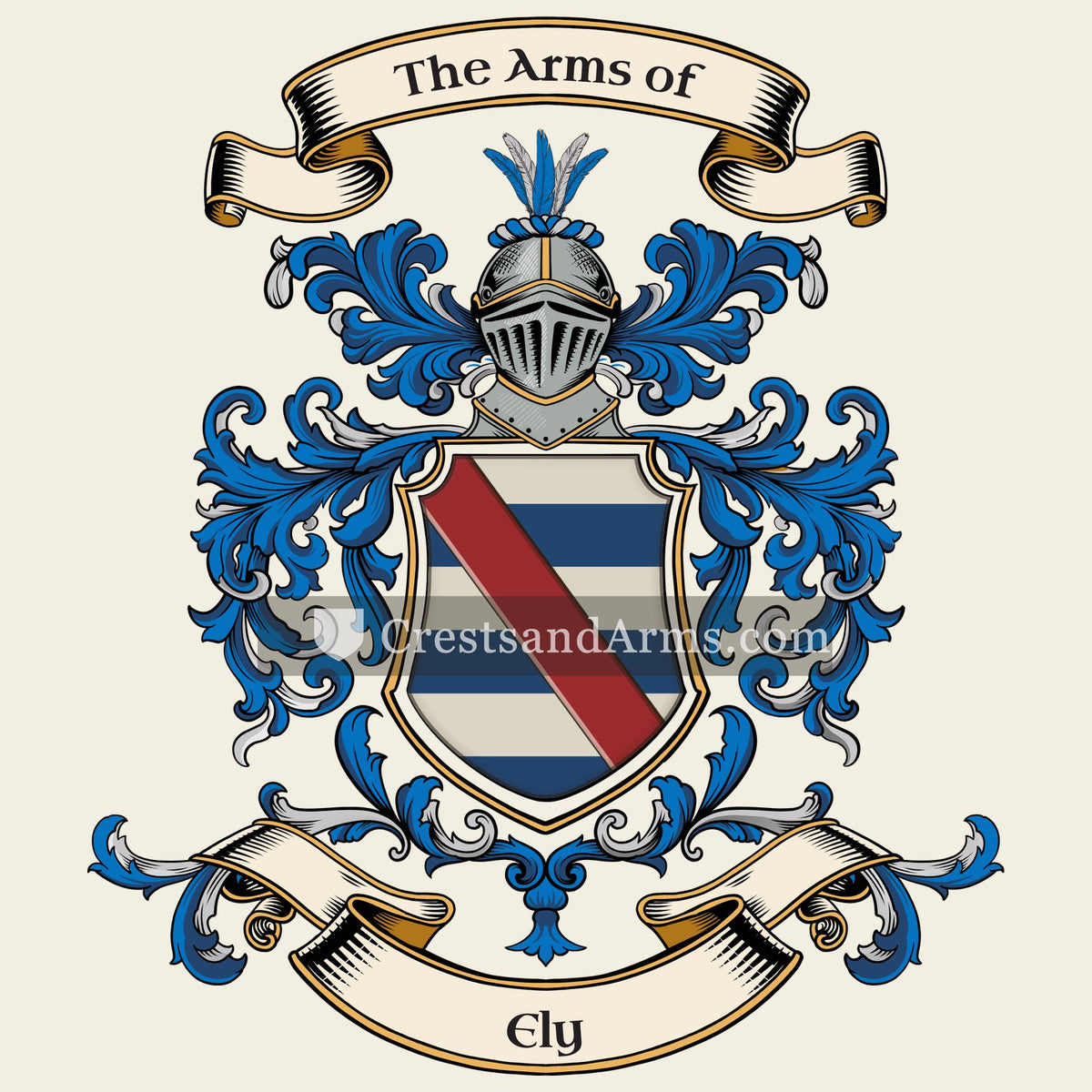 The Ely coat of arms, drawn from the recorded blazon