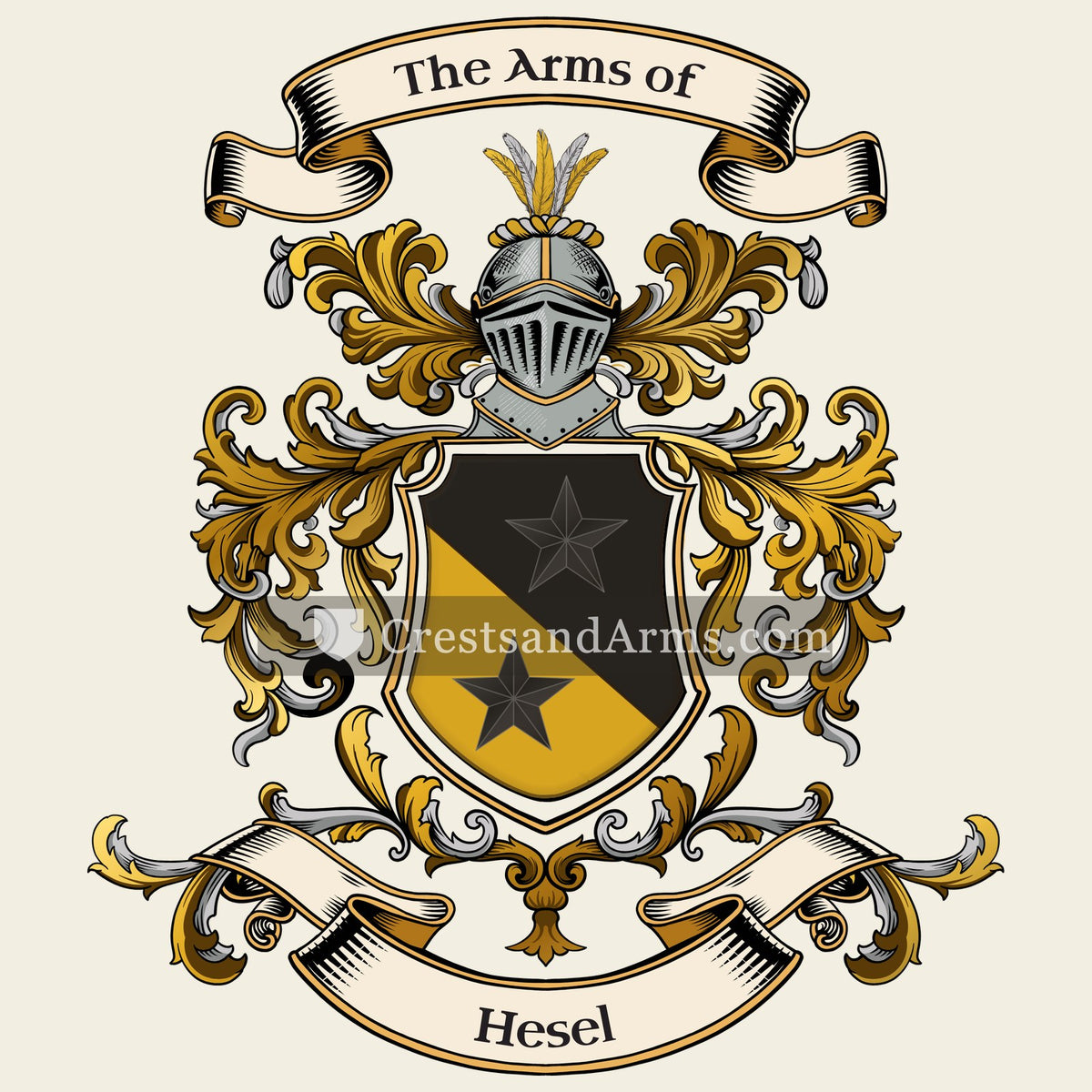 The Hesel coat of arms, drawn from the recorded blazon