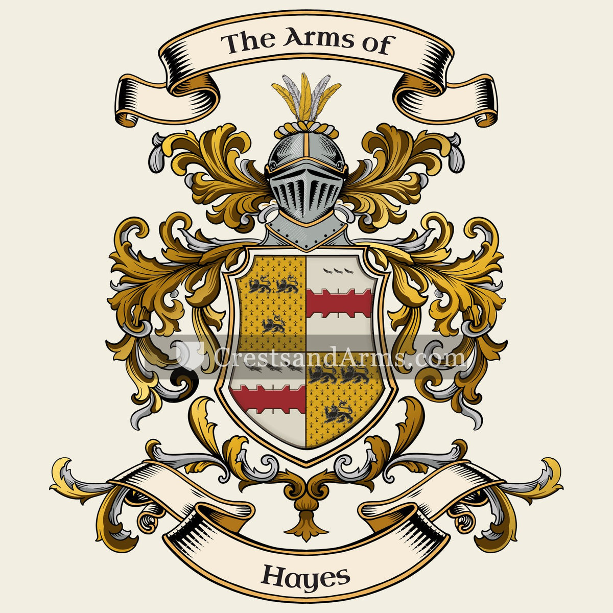 The Hayes coat of arms, drawn from the recorded blazon