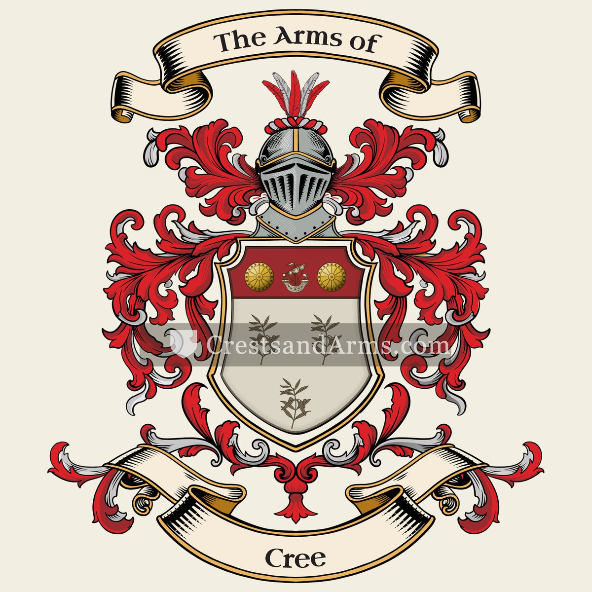 The Cree coat of arms, drawn from the recorded blazon