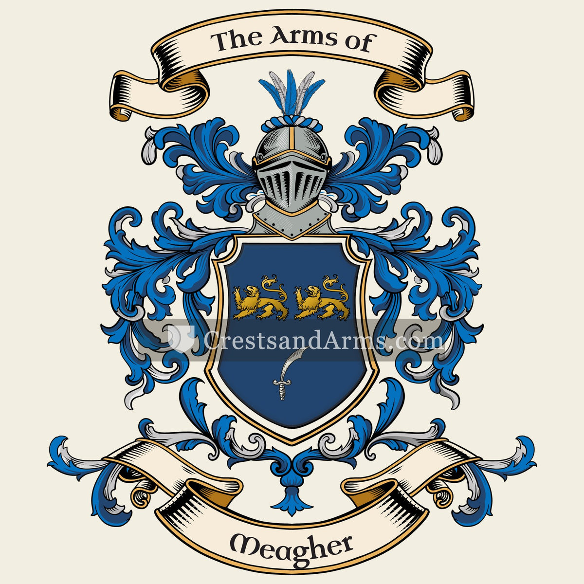The Meagher coat of arms, drawn from the recorded blazon