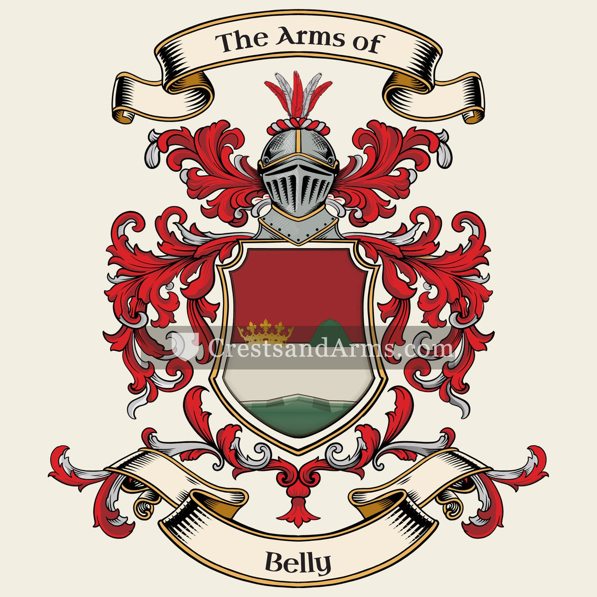 The Belly coat of arms, drawn from the recorded blazon