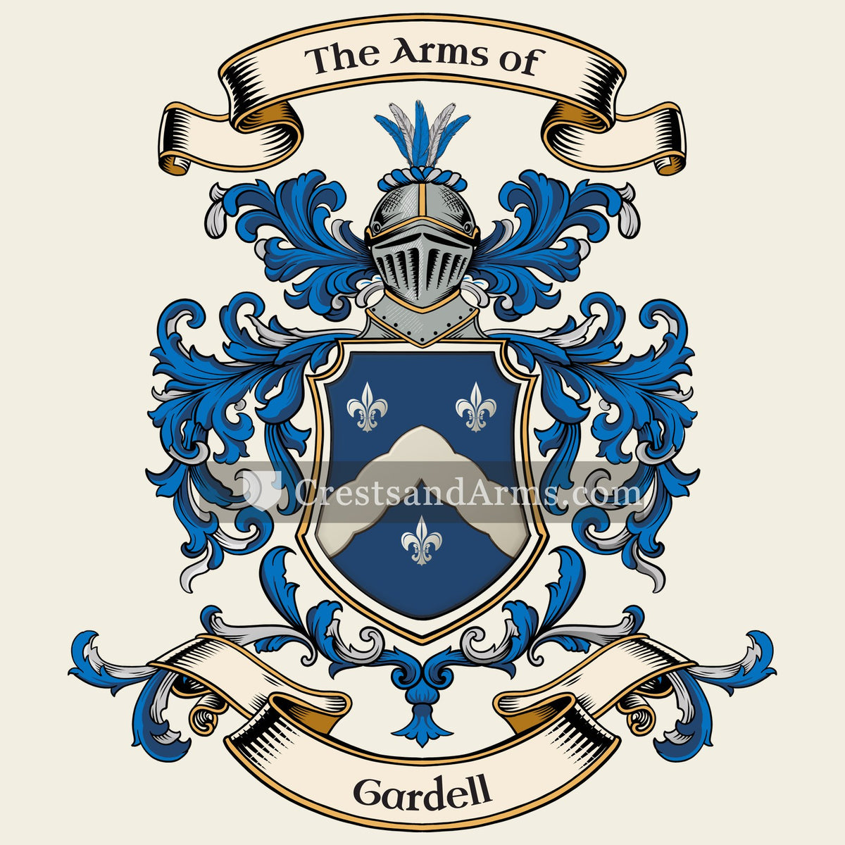 The Gardell coat of arms, drawn from the recorded blazon