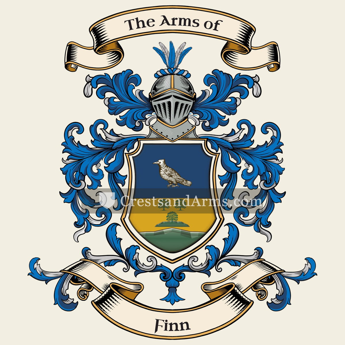 The Finn coat of arms, drawn from the recorded blazon