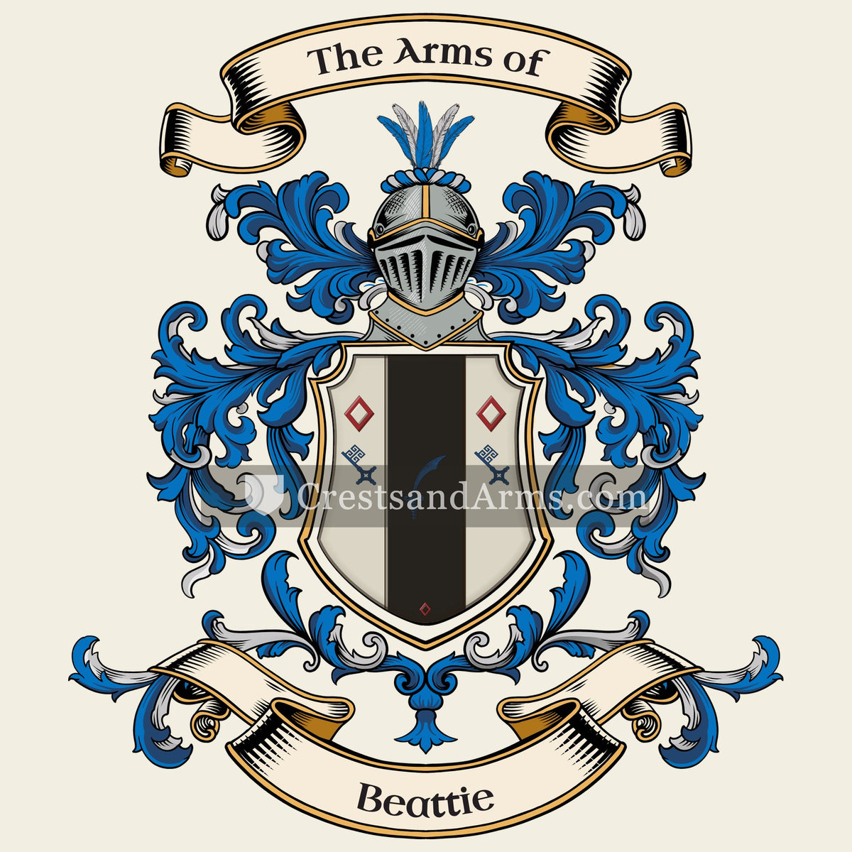 The Beattie coat of arms, drawn from the recorded blazon