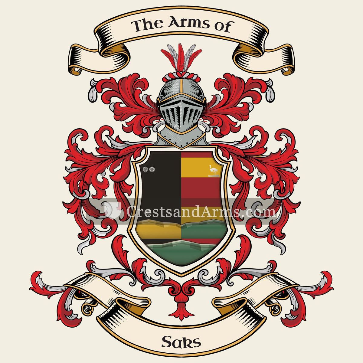 The Saks coat of arms, drawn from the recorded blazon