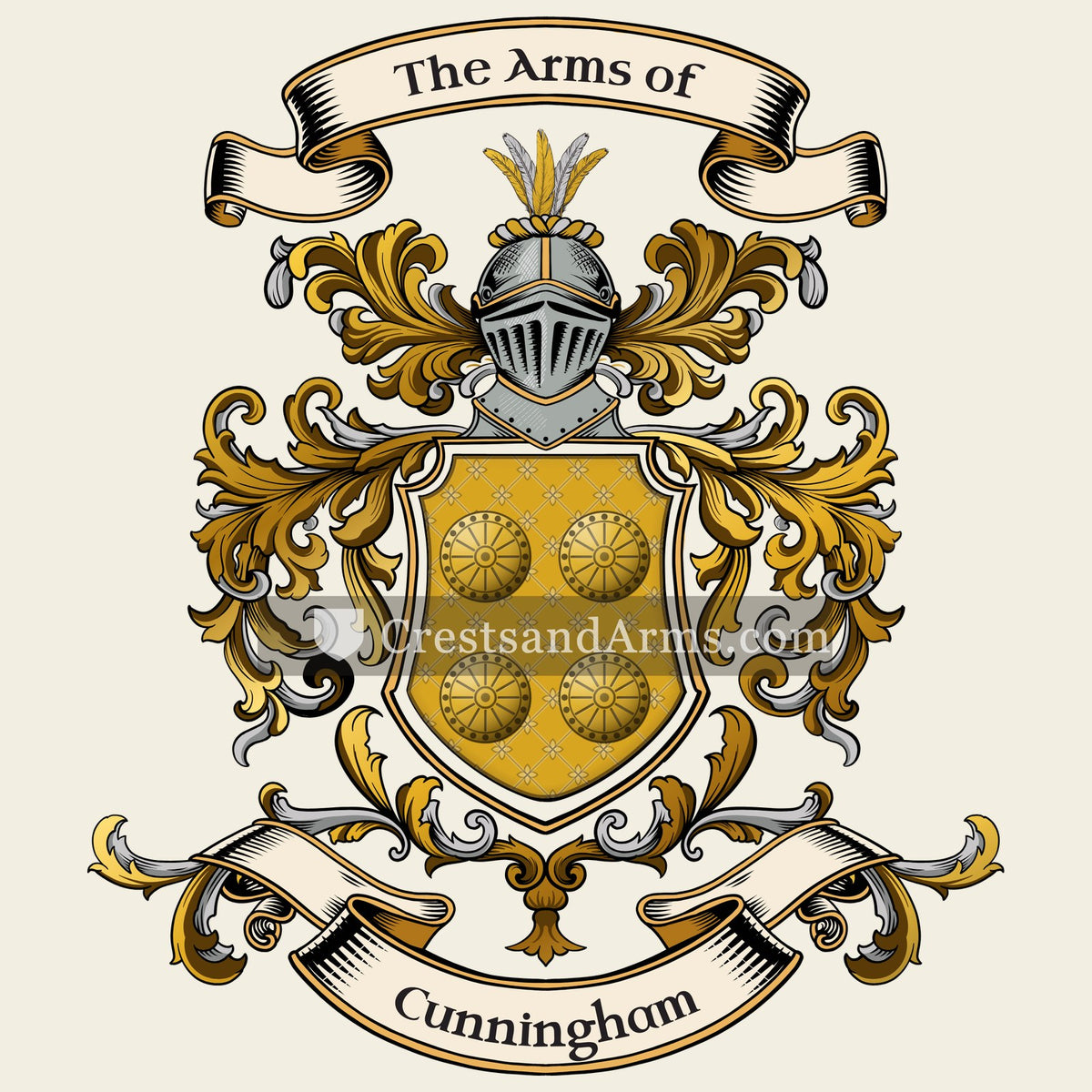 The Cunningham coat of arms, drawn from the recorded blazon